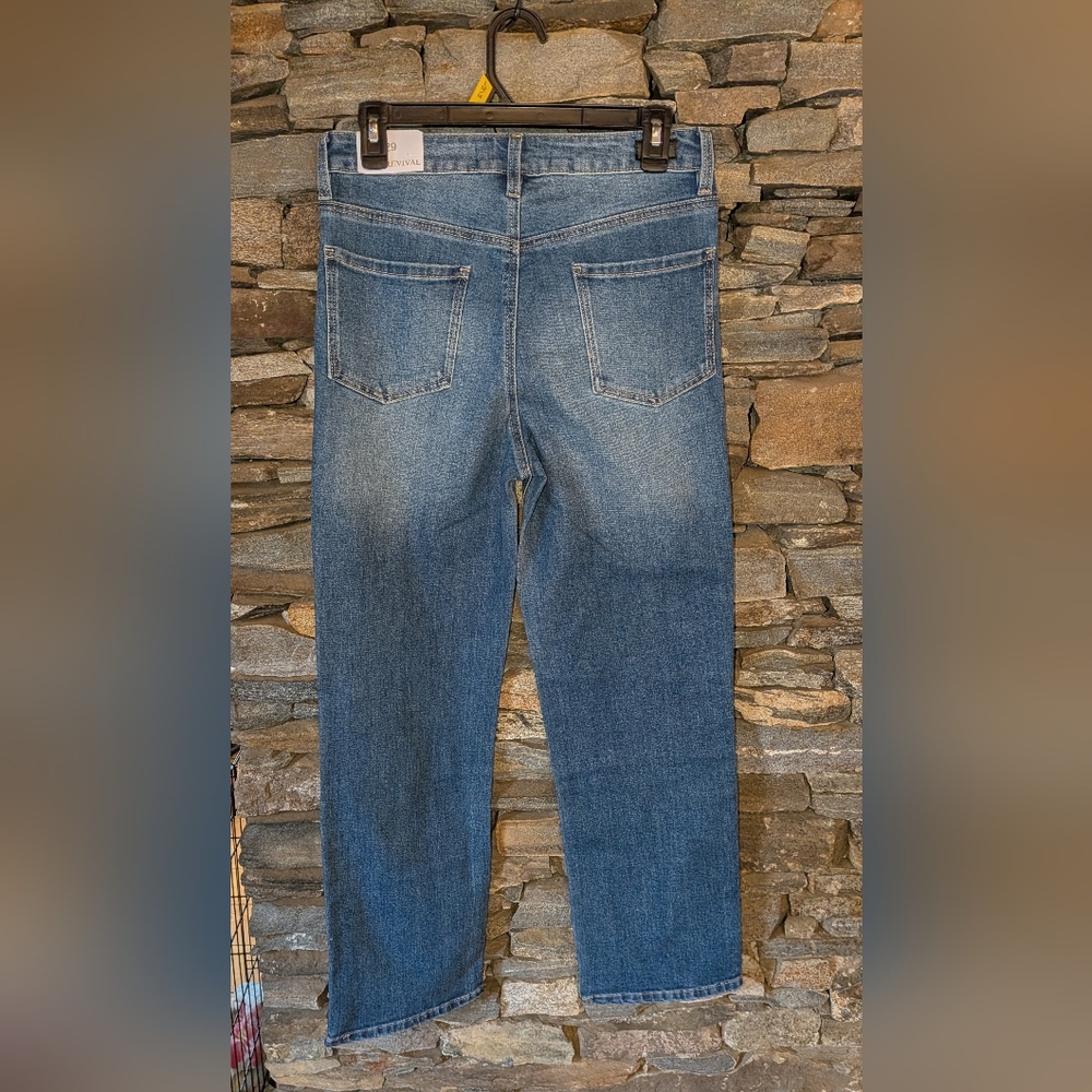 Blue Revival NWT Recycled Denim jeans Size 29 Rhinestone Straight Ankle - Picture 2 of 9